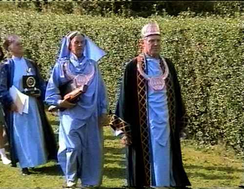 John Bolitho and Rod Lyon leaving the Open Gorseth in Falmouth, 2000