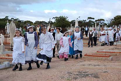 Flowers are placed by Cornish descendants