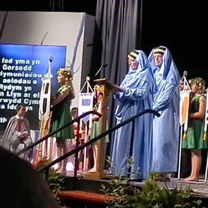 Barbara  Shaw, secretary of Gorseth Kernow, speaking in Cornish