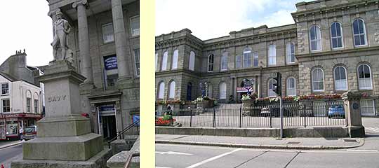 Davy statue and St Johns Hall