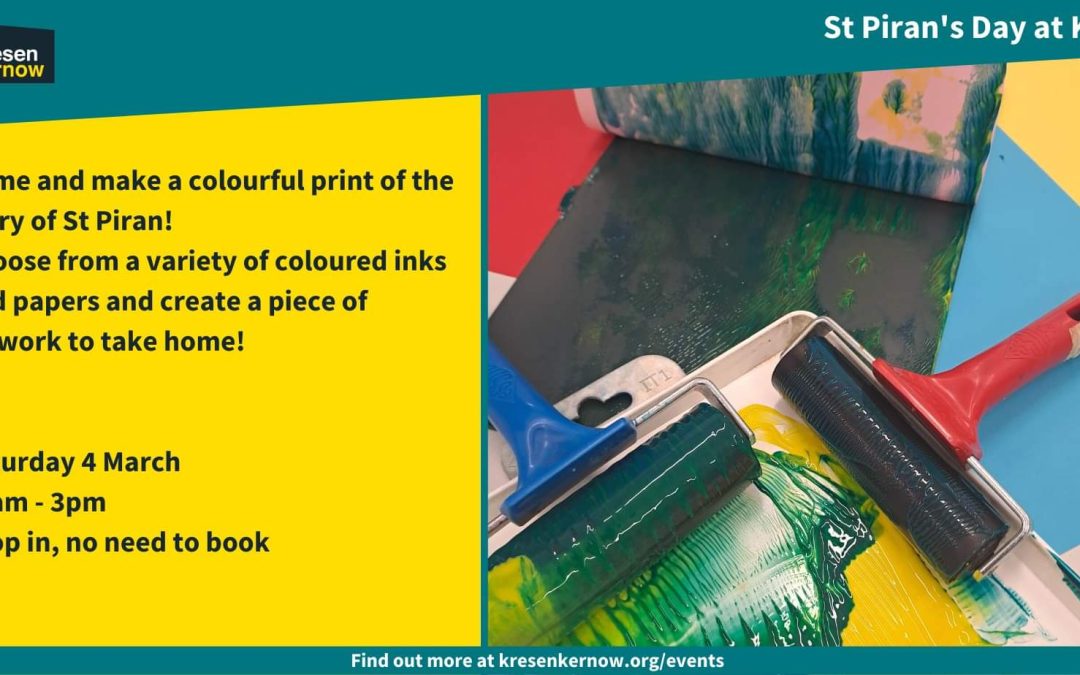 Printing for St Piran at Kresen Kernow, Sat 4th March 2023