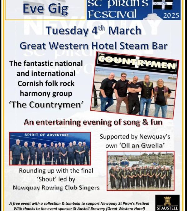 Newquay St Piran’s Eve Gig 2025
