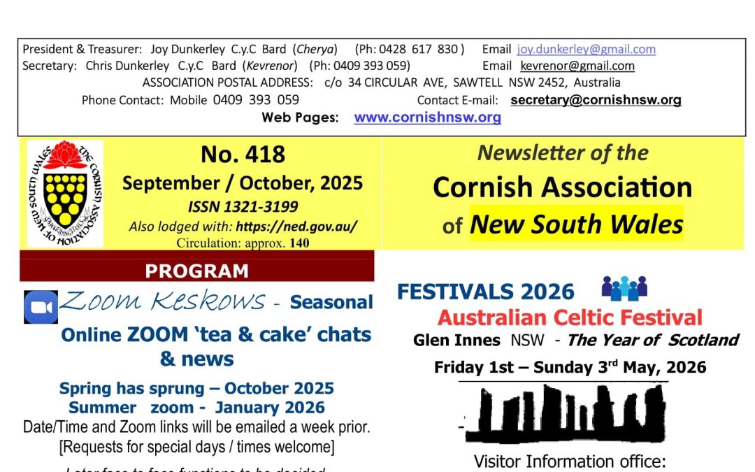Cornish Association of NSW – Newsletter 418
