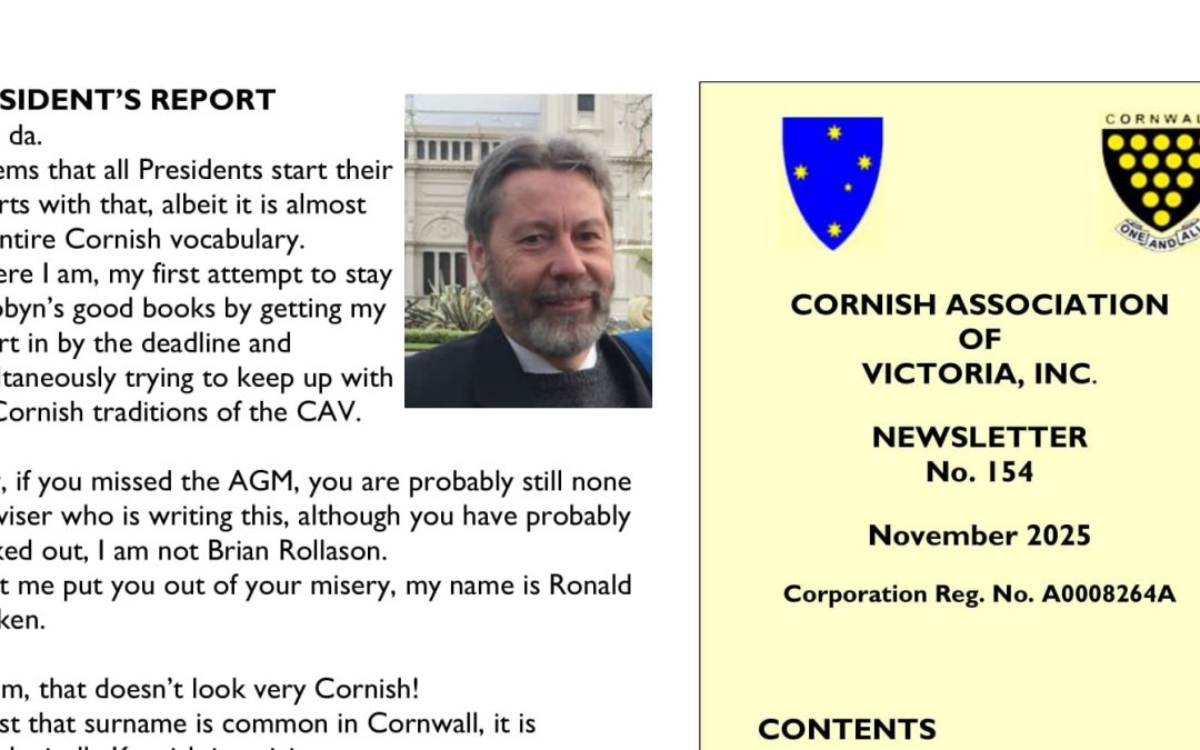 Latest Cornish Association of Victoria Newsletter